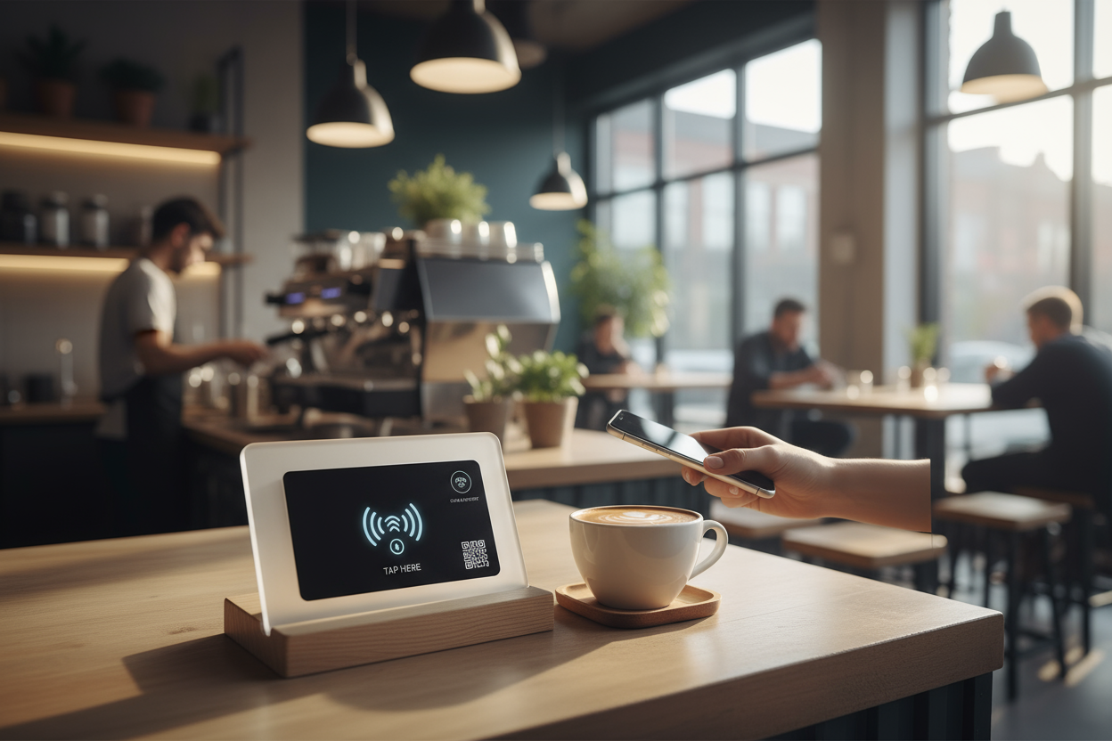 nfc display stand for cafe